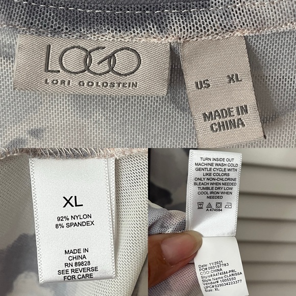 LOGO Layers by Lori Goldstein Pearl Printed Mesh Cardigan, button front, size XL - Picture 5 of 7